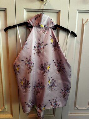 Love Shack Fancy Floral Pink Halter tie top size M
